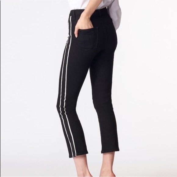 Veronica Beard Carolyn Baby Boot Cropped Jeans W/ Tux Stripes In Raven - Picture 6 of 16